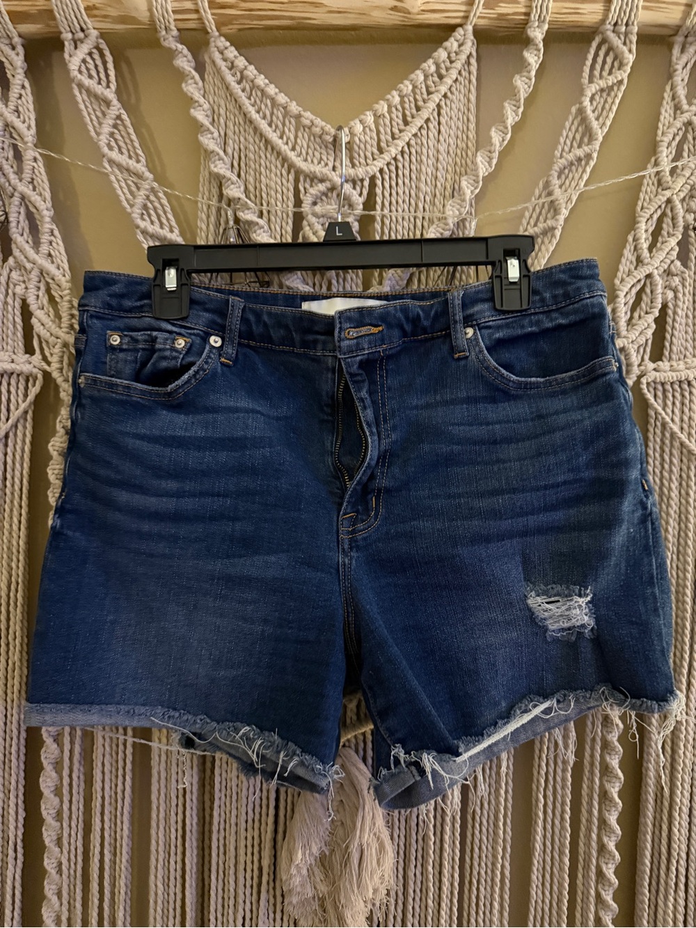 Ella Moss Dark Blue Distressed Denim Cutoff Shorts